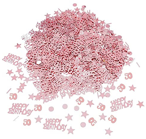 VIKY Konfetti Tischdeko 50 Geburtstag Frau Mann Deko, Streudeko 50 Geburtstag Frau Rosegold, Konfetti 50. Geburtstag Deko,Confetti Deko 50 Geburtstag,Streudeko 50er,Geschenke zum 50 Geburtstag Mann