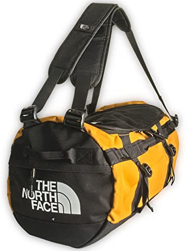 THE NORTH FACE Gilman Duffel, Durable Sports Bag with Backpack Shoulder Straps and Padded Side Grab Handles, Black/Yellow, Size S, 50L (TNF)