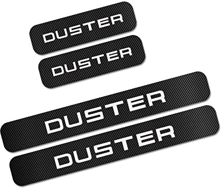 JYMLOV 4 Pezzi Fibra di Carbonio Battitacco per Auto Sticker, per Ren-Ault Dacia Duster Logan Sandero, Esterno Battitacco Protezione Plates Anti-Graffio Scuff Adesivi Decorativi Accessori, Duster