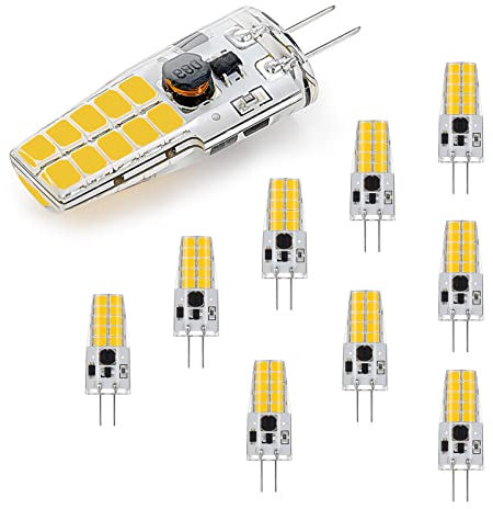G4 LED Dimmbar Lampen,AC/DC 12-24V G4 LED Birnen,250LM,Naturweiß 4000K,Kein Flackern Glühbirne,2W Ersetzt 20W Halogenlampen,kleine Stifsockellampen,für Dunstabzugshaube für die Küche,10er Pack
