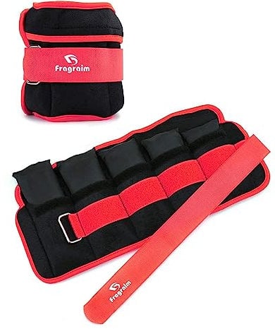 Fragraim Gewichtsmanschetten, Verstellbares Gewichte für Beine und Arme, 0,15 kg-0,75 kg (pro Knöchel)/0,3 kg-1,5 kg (pro Paar), (2er Packungen), Handgelenk Gewichte, Knöchelgewicht - Rot