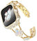 KADES Compatible with Apple Watch Straps 44mm for Women,Bling Diamond Rhinestone Stainless Steel Bracelet with Bling PC Protective Case for iWatch SE/Series 6 5 4, Gold