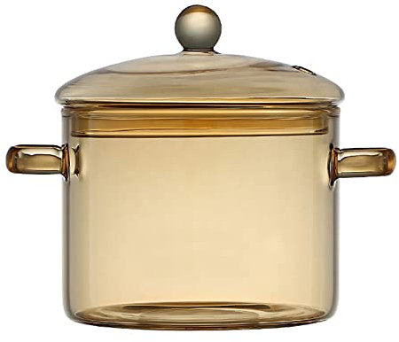 Olla de Vidrio Transparente, Cacerola de Vidrio, Olla de cocción de Vidrio Resistente al Calor, Cacerola para microondas con Tapa y asa, Olla Transparente calentable, Cocina de Vid