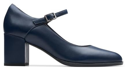 Clarks Damen Freva55 Strap Pumps, Navy Leather, 40 EU