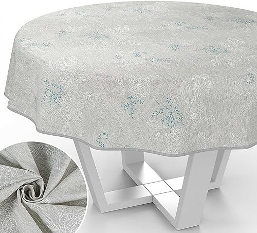 Stoff Tischdecke Tischwäsche Textil Tischtuch Baumwolle Polyester Gewebe abwaschbar pflegeleicht, in rund oval eckig Japondi Grau Rund 120cm mit Saum (Eingefasst)