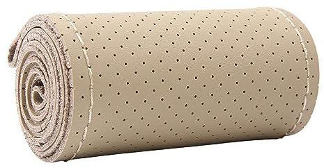 VUIUYOIES DIY geflochtener Lenkradschutz – Auto Lenkradbezug aus echtem Leder, der das Nähen leicht erlernbar Macht und Nicht verrutscht, Volle Bohrung Beige