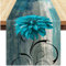 Tischläufer Herbst Leinen Abstrakte Kunst Gemälde Blaugrüne Graue Blumen Tischdeko Vintage Waschbare Esstischdecke Tischläufer Böhmen für Bankett Party Urlaub Hochzeiten 40 x 140 cm