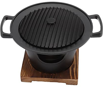 Hibachi Grill, Japanischer Mini Hibachi Grill Tischplatte Tragbarer Grill Koreanischer BBQ Holzkohlegrill Rauchfreier Holzrahmen Aluminiumlegierung Holzkohlegrill für Camping Home Barbecue