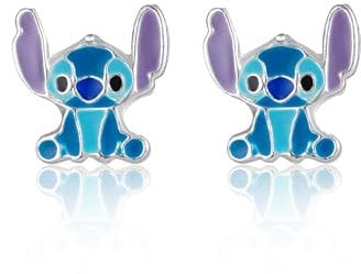 Pendientes Disney Lilo y Stitch, plata de ley con esmalte para niños y niñas, joyas Disney, Plata de ley