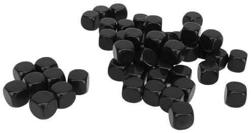 Miokycl Leere sechsseitige Würfel mit runden Ecken, Kunststoff, 1,5 cm, Brettspiele, DIY, Aufkleber, Mathematikunterricht, Party, Schwarz, 50 Stück