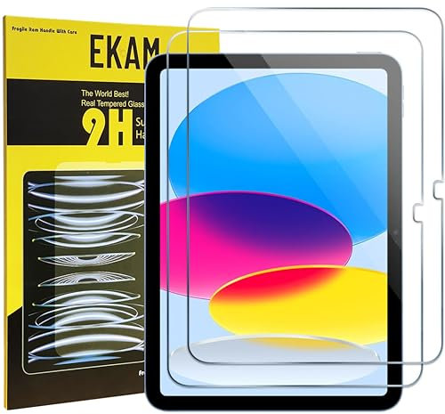 EKAM [2 Pack Screen Protector for iPad A16 11th Generation (2025, 11 inch) / iPad 10th Generation (2022) 10.9-inch 9H Tempered Glass Film for iPad 10/ iPad A16, HD Clear, Anti-Scratch