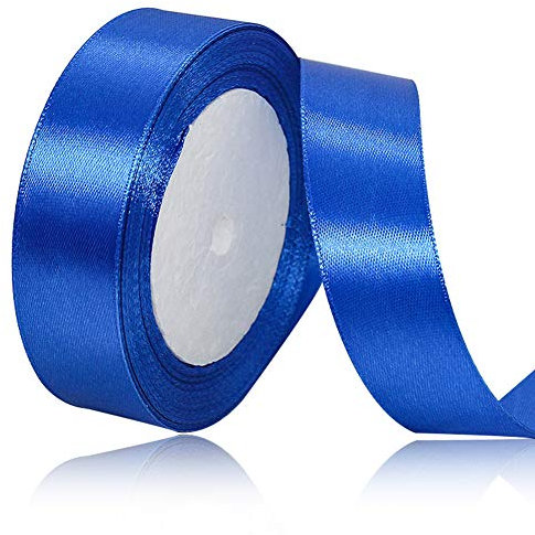 Blau Satinbands 25mm Breit, 22 Meters Schleifenband, Geschenkband für Geschenkverpackungen, DIY Handwerk, Blumensträuße, Nähprojekte, Schleifenherstellung, Geburtstags- und Hochzeitsdekorationen