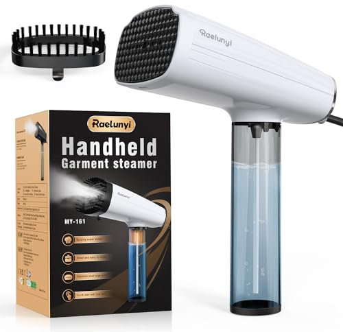 Raelunyi Reisebügeleisen Dampfglätter, Steamer für Kleidung, Tragbarer Dampfbürste Faltenentferner, Ideal für Zuhause, Reisen und Büro, Weiß