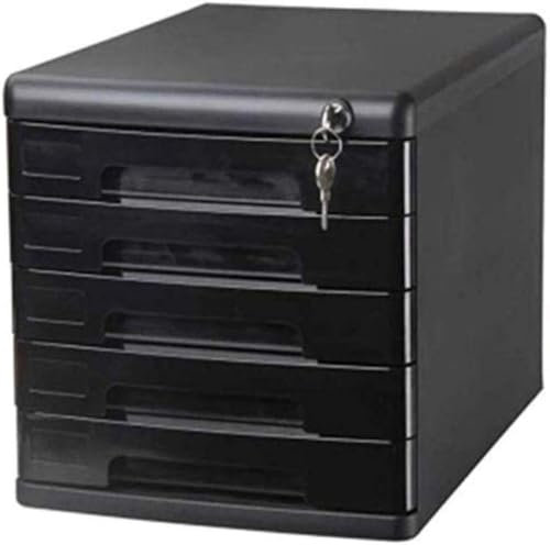 ELzEy Filing Cabinet Office Desktop Cabinet 5 Drawers 36.1 * 27.1 * 26cm Black Lockable Bookcase