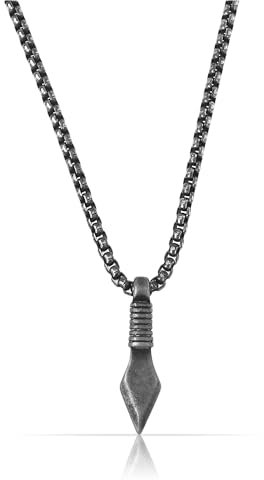 Made by Nami Edelstahl Halskette Herren mit Anhänger Schwarz 60 cm lang Wasserfester Surfer Schmuck (Pfeil)