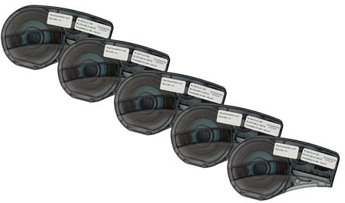 vhbw 5x Schriftband-Kassette Ersatz für Brady M21-750-427 für Etiketten-Drucker 19,05mm Schwarz auf Weiß, Vinyl