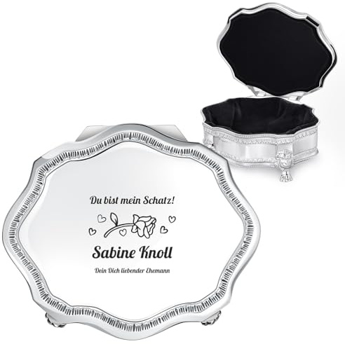 Maverton dekorative Vintage Schmuckschatulle in Antikform mit Gravur - Schmuckkästchen aus versilberter Edelstahl - Metall Schmuckdose für Mädchen und Frauen - Jewelkeeper Schmuckbox - Rosa