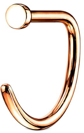 Stachelkleid Nasen Piercing Titan Ring Ohne Gewindelos Schraube Screw Stab gebogen hypoallergen leicht einteilig Roségold, 0,8 mm, 8 mm