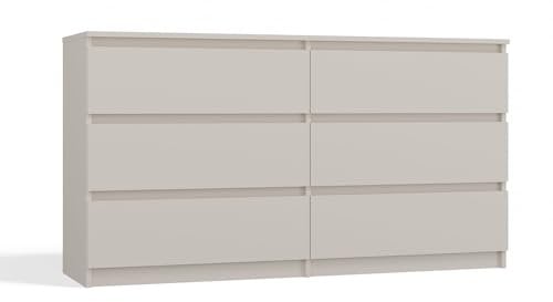 CDF Kommode Kashmir mit 6 Schubladen 40 cm Tief Komodenschrank Komode für Wohnzimmer Schlafzimmer Schubladenschrank Malm Kommode viel Stauraum Geeignet Organizer Kleidung 138 cm Breite Modern Look