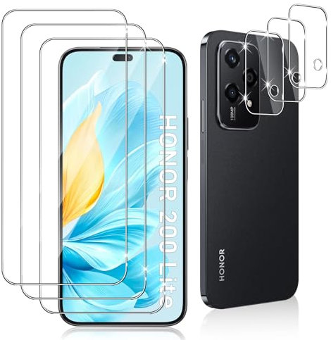 Datree 3 Pièces Verre Trempé pour Honor 200 Lite, 3 Pièces Caméra Arrière Protecteur,9H Dureté/Anti-Rayures/Sans Bulles/Ultra Résistant,Protection écran