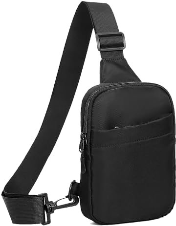 Sling Chest Crossbody Bag, Wasserdicht Schultertasche, Crossbody Bag Brusttasche Herren Klein Umhängetasche Handy Tasche für Männer (schwarz2)