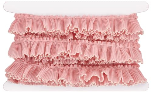 MAYJOYDIY 5m×30mm Rosa Rüschen Spitzenbesatz Plissiertes Chiffon Borte Aus Polyester Elastisches Spitzenband Für Selbstgemachte Kopfbedeckungen Kragen Nähkleider Hochzeitsdekorationen