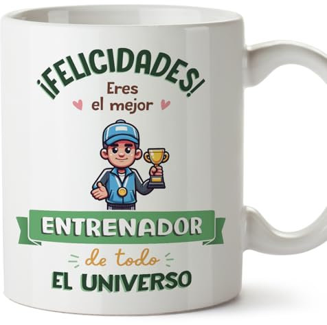 MUGFFINS Tazas para ENTRENADOR hombre - En Español - Mejor Universo Trofeo - 11 oz / 330 ml - Regalo original y divertido