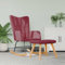 KOIECETA Schaukelstuhl mit Hocker Schwingstuhl mit Armlehne Schaukelsessel mit Holzkufen Stahlgestell Relaxsessel Schwingsessel Wohnzimmer Modern Stoff Weinrot