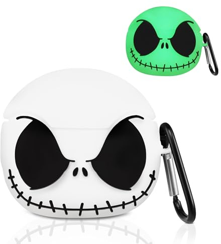 Boaretiu Schutzhülle für Airpods 3, leuchtet im Dunkeln, niedlich, lustig, Smiley, Totenkopf, Anime, gruselig, Horror, cooles Cover Design mit Karabiner, Schlüsselanhänger für Damen, Mädchen, Mädchen