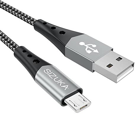 SIZUKA Cable micro USB, cable de carga micro USB de nailon de 0,5 m, cable de carga rápida Android para Samsung Galaxy S7/S6/S5/J7/J5/J3 Note 5, Xiaomi, Huawei, Wiko, Motorola, Nokia