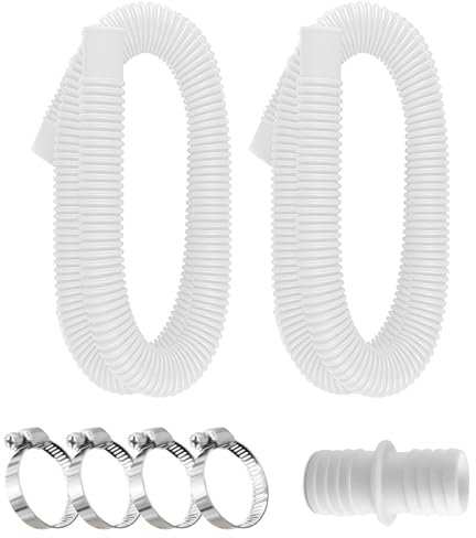 2 mangueras de piscina de 32 mm para bombas de piscina con 4 clips de seguridad y 1 conector de manguera, manguera de piscina de 150 cm de 32 mm, para bomba de filtro y piscina