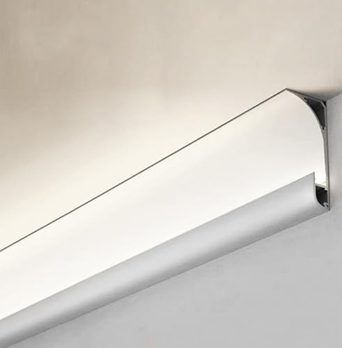 Gouttière LED Plinthe d'éclairage en aluminium pour plafond/mur/sol, Moulures à leds pour le salon, le cellier, la chambre à coucher et le sous-sol, Plinthes à éclairage indirect(1m/39.4inch,H80mm)
