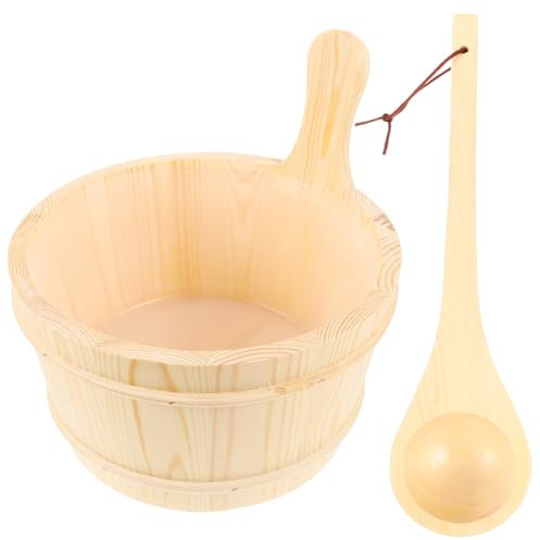 BAZEITFLOW Holzeimer Und Holzfaß Sauna-zubehör Passend Für Home-Sauna-Zimmer Bade-Eimer Mit Griff