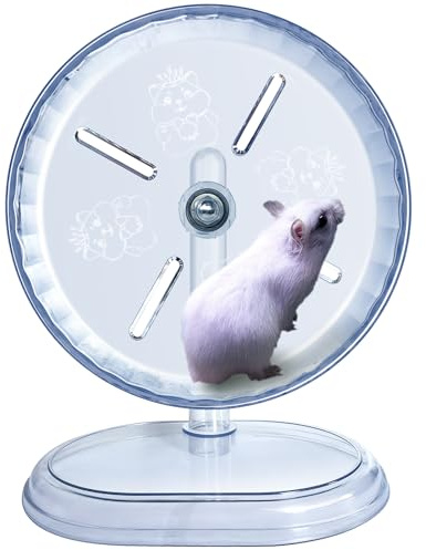 lazYYzal Silent Hamster Wheel, Super-Silent Hamster Exercise Wheels Accessories, Quiet Running Wheels, Adjustable Stand for Hamsters Mice Or Other Small Animals (White, Ф 7 inch)