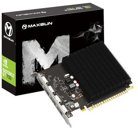 MAXSUN GeForce GT 730 - Scheda grafica GDDR3 da 4 GB, HDMI 4X, supporto scheda video 4K a 30 Hz, PCI Express 2.0 x8, GPU silenziosa