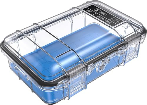 PELI M50 Micro CASE - Hochwertiger Schutz für wertvolle Ausrüstung und kompakte Werkzeuge; Wasser-, Staub- und bruchfest; Volumen 1 Liter; Farbe: BLAU/TRANSPARENT