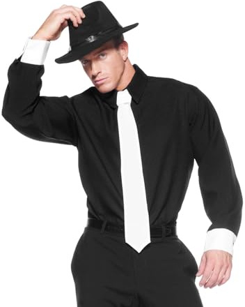 Gangster Shirt und Krawatte für Herren - schwarz-weiß - Mafia Kostüm Verkleidung - Zubehör Karneval & Motto-Party