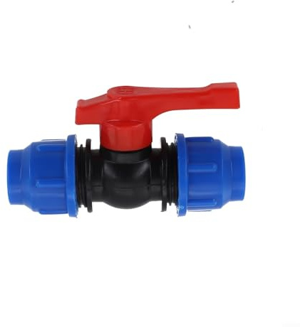 ZWEquipint PE-Rohr-Kugelhahn, Wassersteuerung, Außengewinde, Absperrventilanschluss für Gartenbewässerungssystem, Sanitär, schwarz, blau (20 mm)