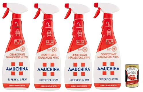 Italian Gourmet Sgrassatore Attivo superfici spray 4 x 750ml Entfetter | Rimuove grasso incrostato, Aktiv-Reiniger für Küche, Arbeitsplatten, Herd und, Gesamtnettogewicht 3 L + Kostenlos Polpa 400g