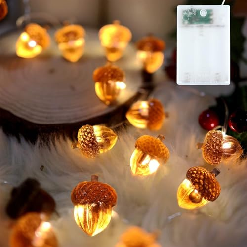 Herbst Lichterkette Eicheln, 3 Meter 30 LED Lichterkette mit Eicheln, Herbstdeko Lichterketten Zimmer, Herbstliche Lichterkette für Innen Outdoor Herbstpartys Thanksgiving Halloween Herbsternte Deko