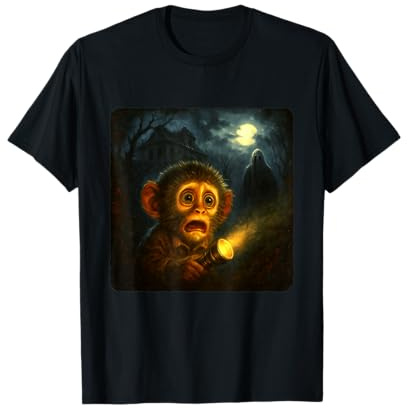 Linterna de Noche de Terror de Miedo de Mono Fantasma de Halloween Camiseta