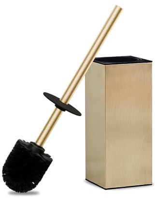 Toilettenbürstenhalter Bodenstehend Mit Ersatzbürste - Edelstahl Design Brushed Gold - Moderner Klobürsten Ständer - Hygienisches Badezimmer Set - Beelee