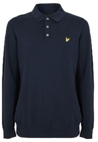 Lyle & Scott Mens Long Sleeve Knit Polo Dark Navy XXL