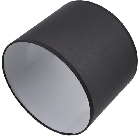 Exquisiter Lampenschirm aus Stoff mit E27 Fassung, Schwarz | Zylindrische Form, Eisen und Stoff, für Wohnzimmer und Büro, Einfach Montierbar