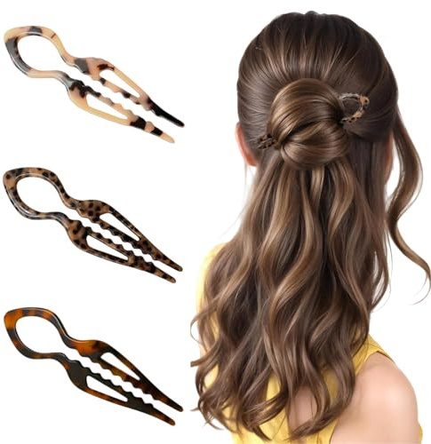 OuryTech French Pin, 3 Pieces Hairpins, Elegant French Hair Clip for Women, Suitable for Thick or Fine Hair