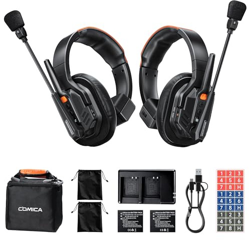 COMICA Seekcom S1 Drahtloses Intercom-Headset-System | 2,4 GHz Vollduplex, 2 Personen, AI/ENC-Rauschunterdrückung, 500m Reichweite, OLED-Display für Film, TV, Broadcast, Live-Event