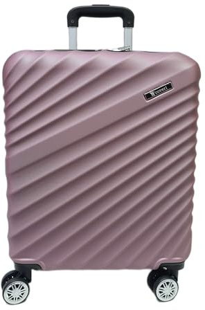 COVERI COLLECTION Trolley Rigido Bagaglio a Mano, KG 2,5, 55x40x20 cm, 37 Litri, 4 Ruote Doppie Girevoli 360°, Chiusura Combinazione, approvato dalla maggior parte delle compagnie (ROSA)