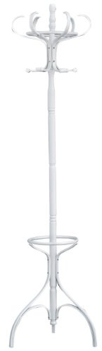 Premier Housewares Coat Stands - Twelve Hooks Coat Hanger, Birch Wood, White, 184h x 48w x 48d
