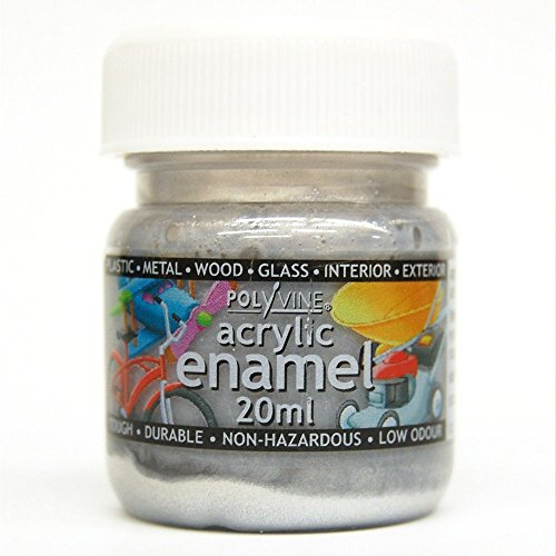 Polyvine 20ml Acrylic Enamel Paint Mettalic Chrome Silver