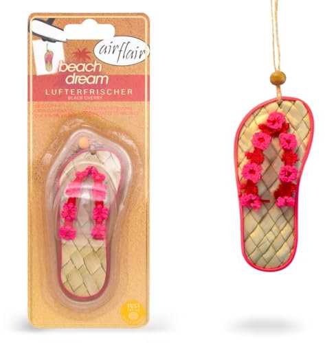 Airflair Lufterfrischer Beach Dream Sandale (Black Cherry) – Langanhaltender Auto Duft für den Rückspiegel – Auto Duft Innenraum mit angenehmem Dufterlebnis – Frischer Duftbaum Auto